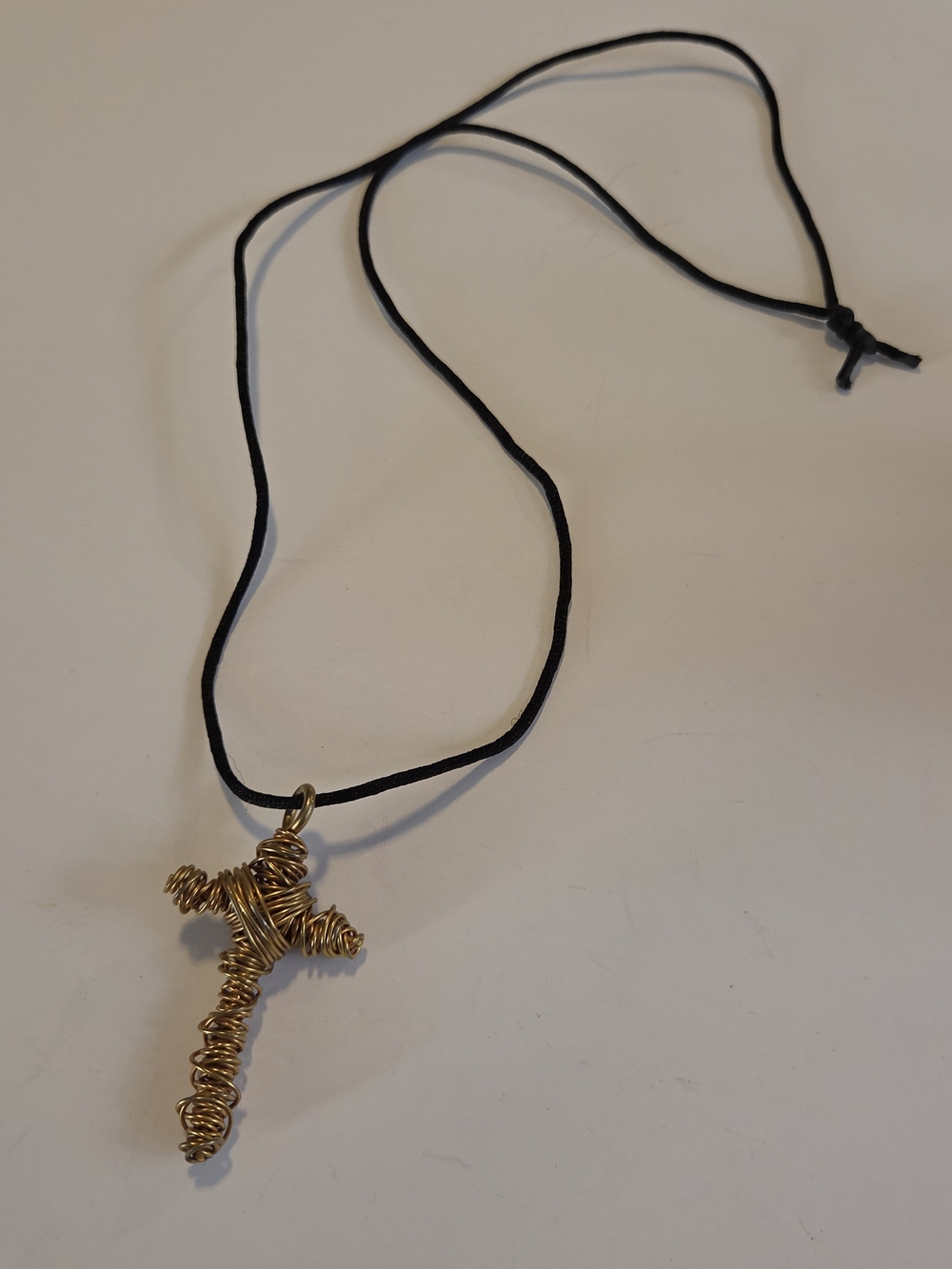 Gold Wire Wrapped Cross Pendant Necklace